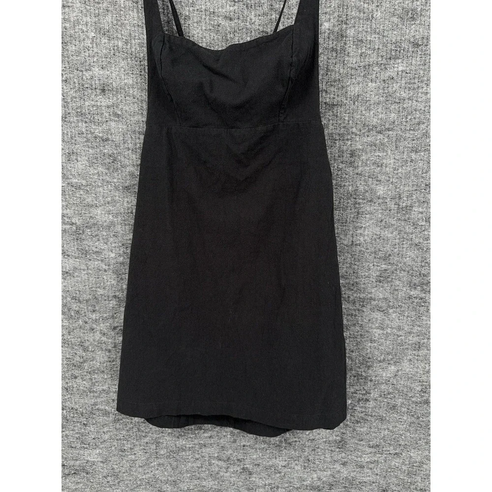 Free People Dress Womens Small Black Mini Square Neck Strappy Cotton Sundress